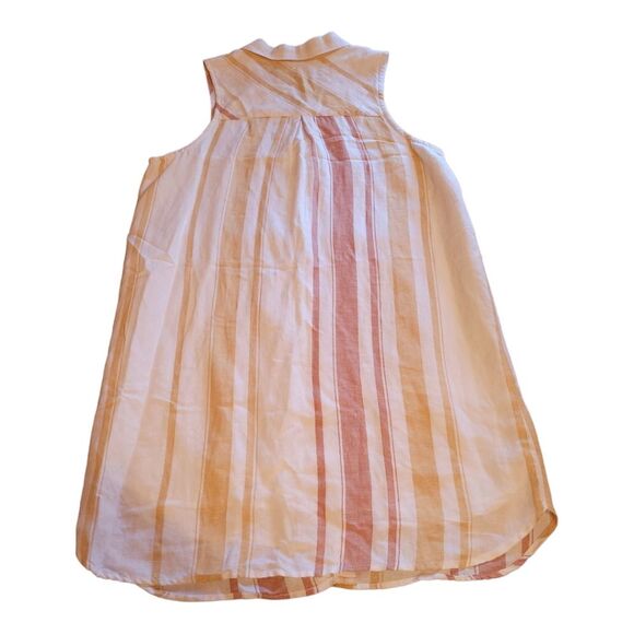 Thread & Supply Stripe Linen Dress Women's Large Orange and Cream - Picture 6 of 9